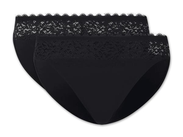 Damen Mini-Slips mit Spitze, 2 Stück