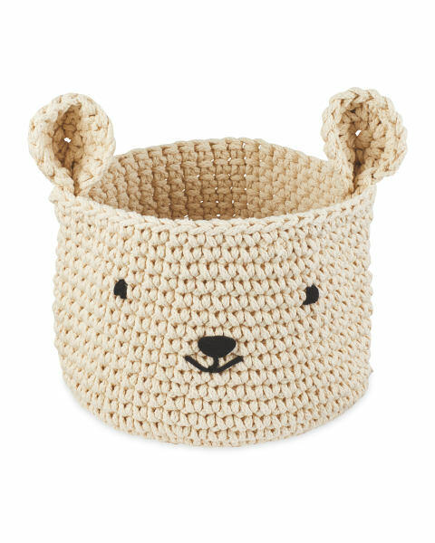 Cream Bear Crochet Animal Basket