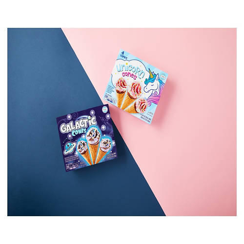 Raspberry & Vanilla Flavor Unicorn Cones, 4 count