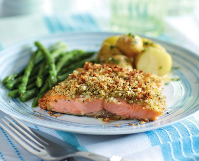Specially Selected Two Scottish Salmon Fillets with Basil Pesto Melt and a Parmesan and Parsley Crumb