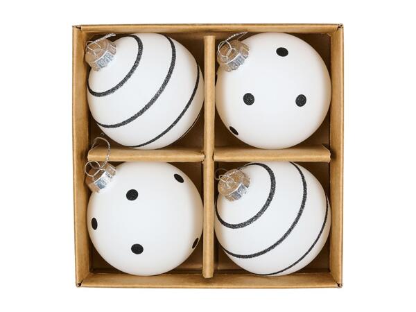 Christmas Glass Baubles, 4 Pieces