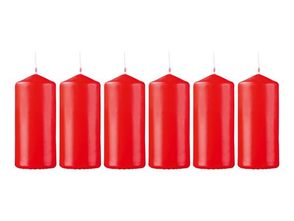 Livarno Home Red Small Pillar Candles - 6 Pack