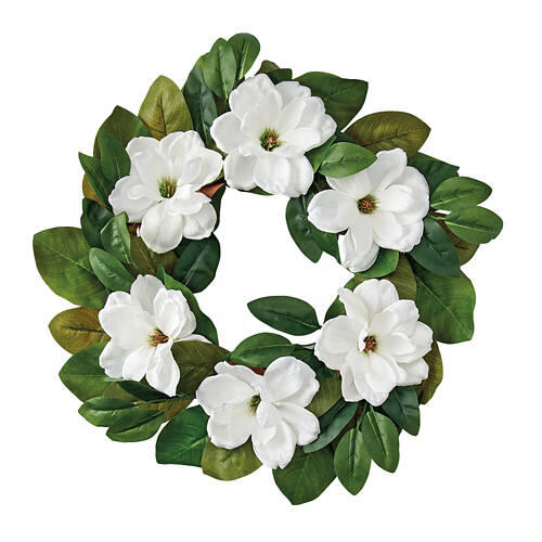 White Magnolias Wreath, 22"