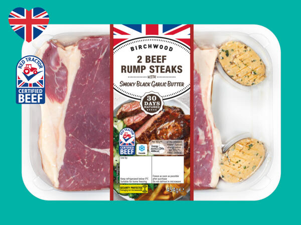 Birchwood 2 British Beef Rump Steaks with Black Garlic Butter