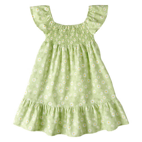 Girl's Flutter Sleeve Dress - Green Floral, L