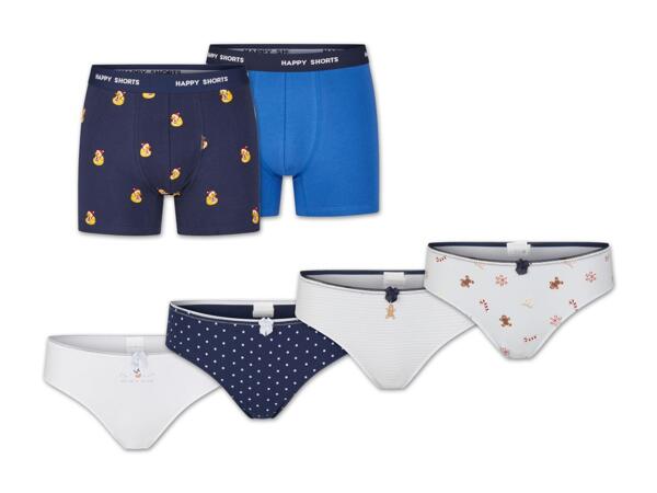 Damen Slips, 4 Stück/Herren Boxershorts, 2 Stück