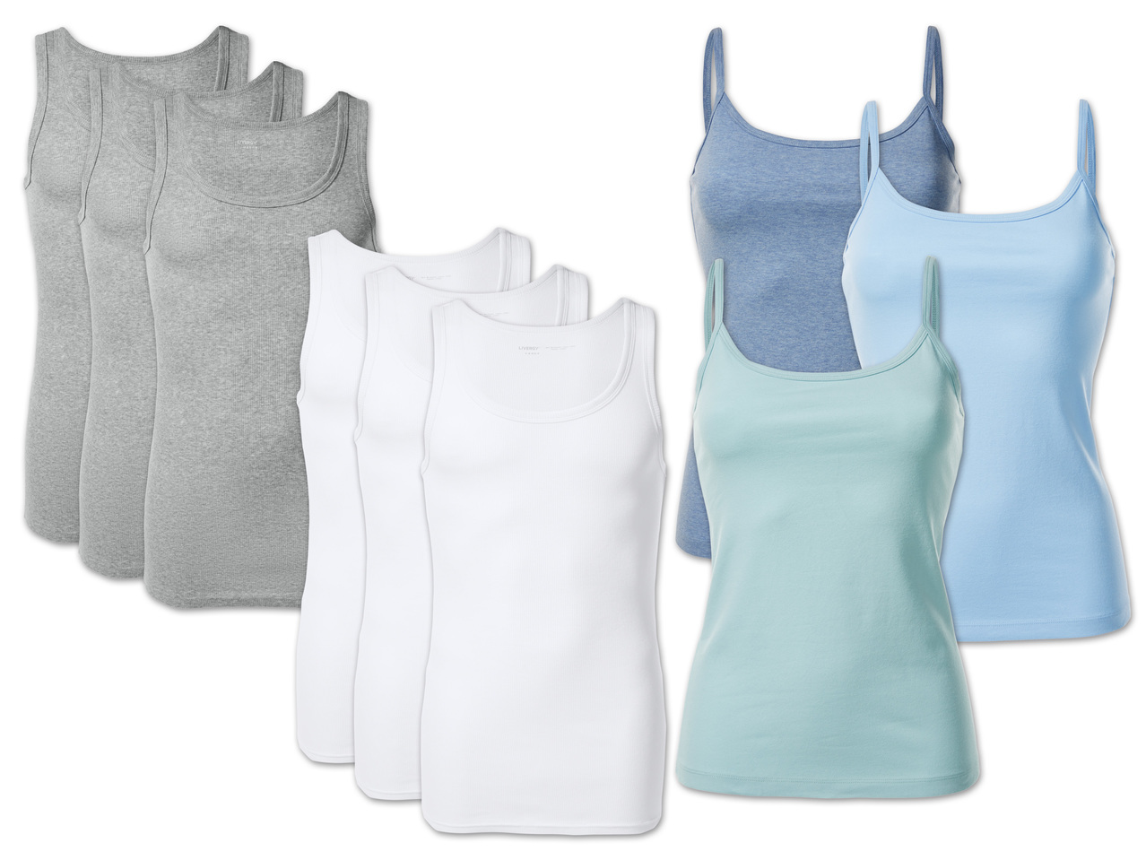 ESMARA(R)LINGERIE/LIVERGY(R) Damen Spaghettitop, Herren Achselhemd, 3 Stück1