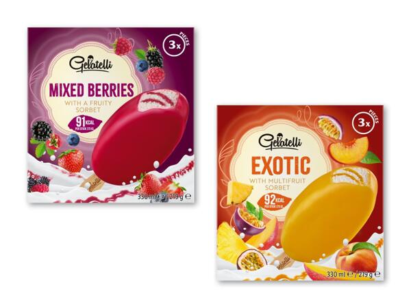 GELATELLI Vaniljeis med frugtovertræk