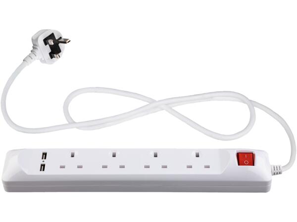 4 Socket Extension Lead with USB