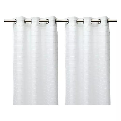 37" X 84" Sheer Curtain Pair - White Stripe, 2 pack