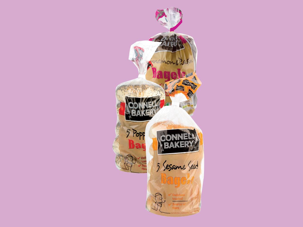 CONNELL BAKERY 5 Poppy Seed/ Sesame Seed/ Cinnamon & Raisin Bagels