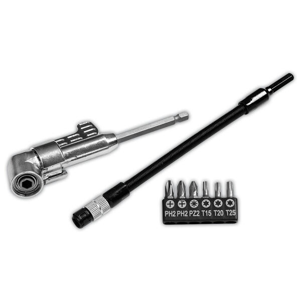 Winkelschraubvorsatz und flexibler Bit-Halter 8tlg.