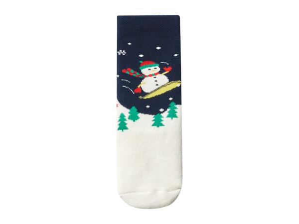 Lupilu Younger Kids' Navy Christmas Thermal Socks - 2 Pairs