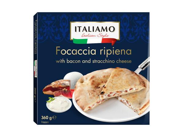 Focaccia med bacon og ost