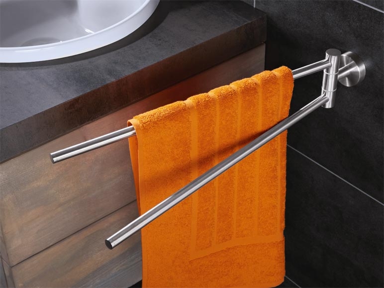Porte-serviette double en acier inox