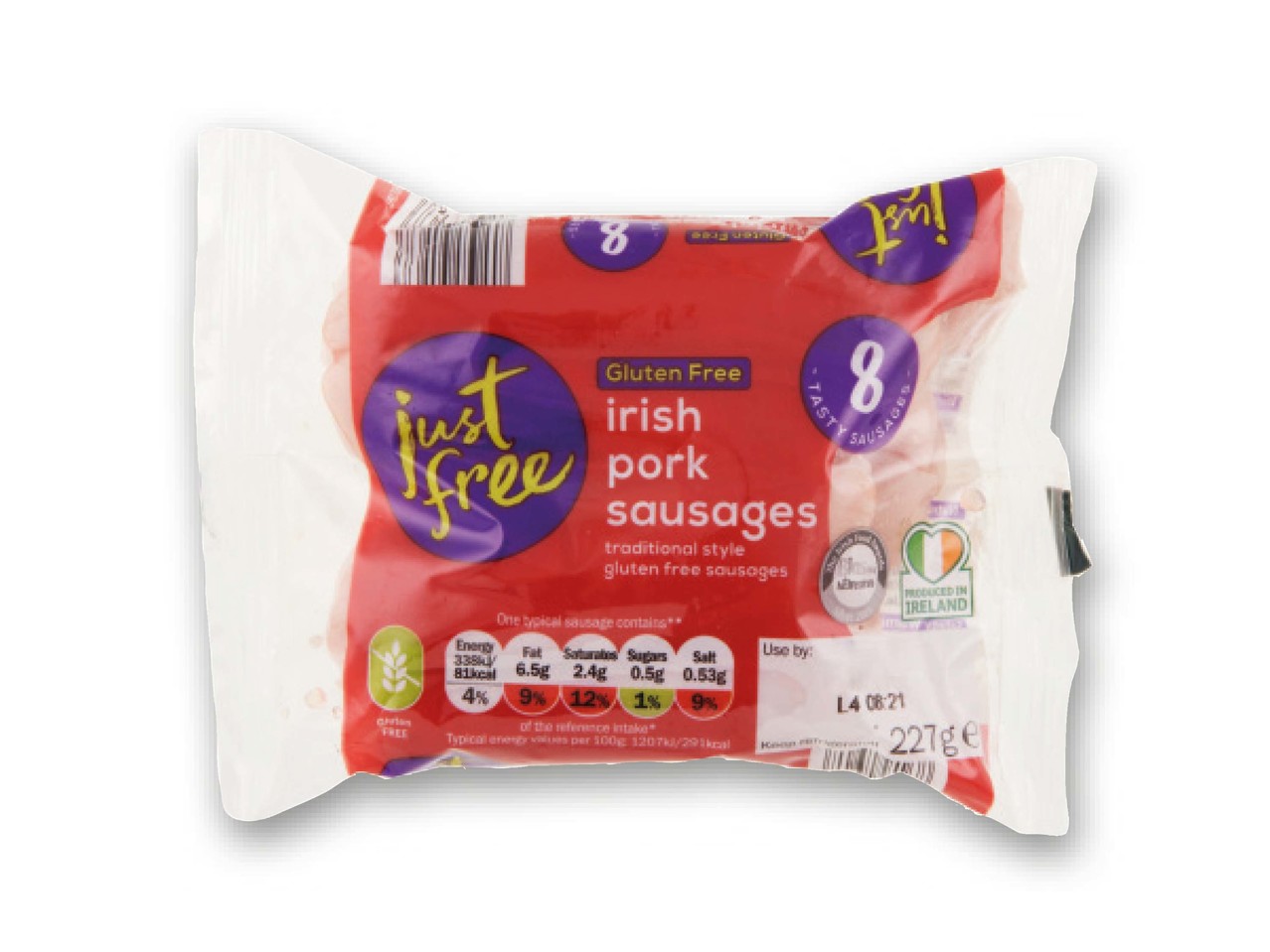 Just Free GLUTEN FREE IRISH PORK SAUSAGES