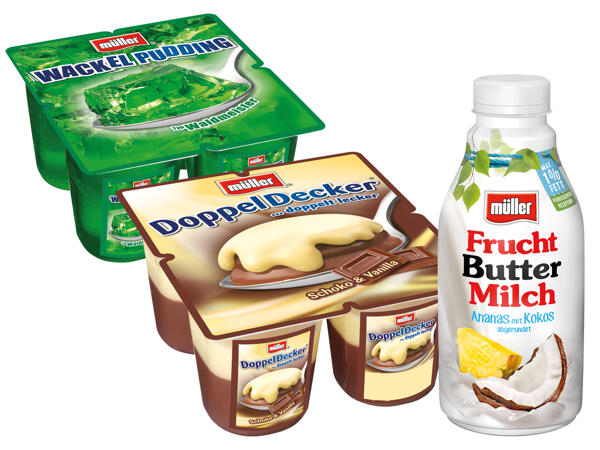 Müller Doppeldecker/Wackelpudding/Fruchtbuttermilch