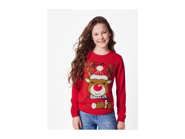 Esmara Older Kids' Red Premium Christmas Jumper With Lights