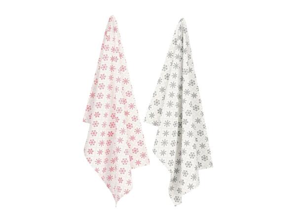 Livarno Home Christmas Tea Towels with Snowflake Pattern - Pack of 2
