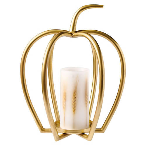 Iron Pumpkin Candle Holder, Gold