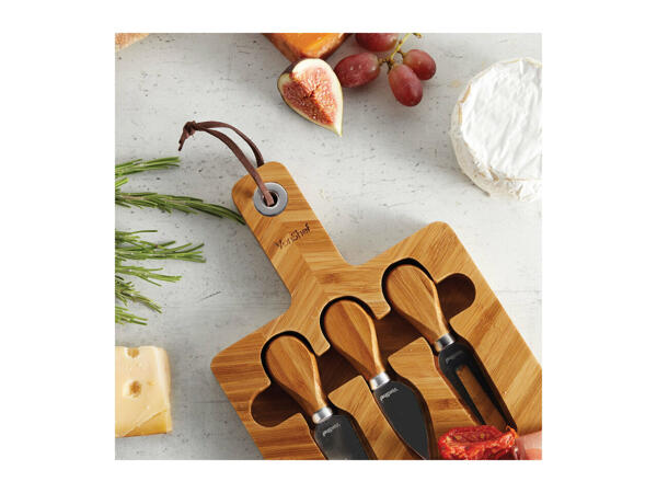 Vonchef Herringbone Cheese Board & Knife Set
