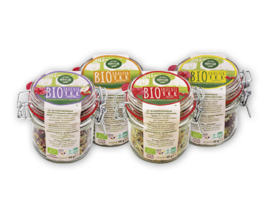 Infusion aux plantes/aux fruits bio en vrac dans un bocal
