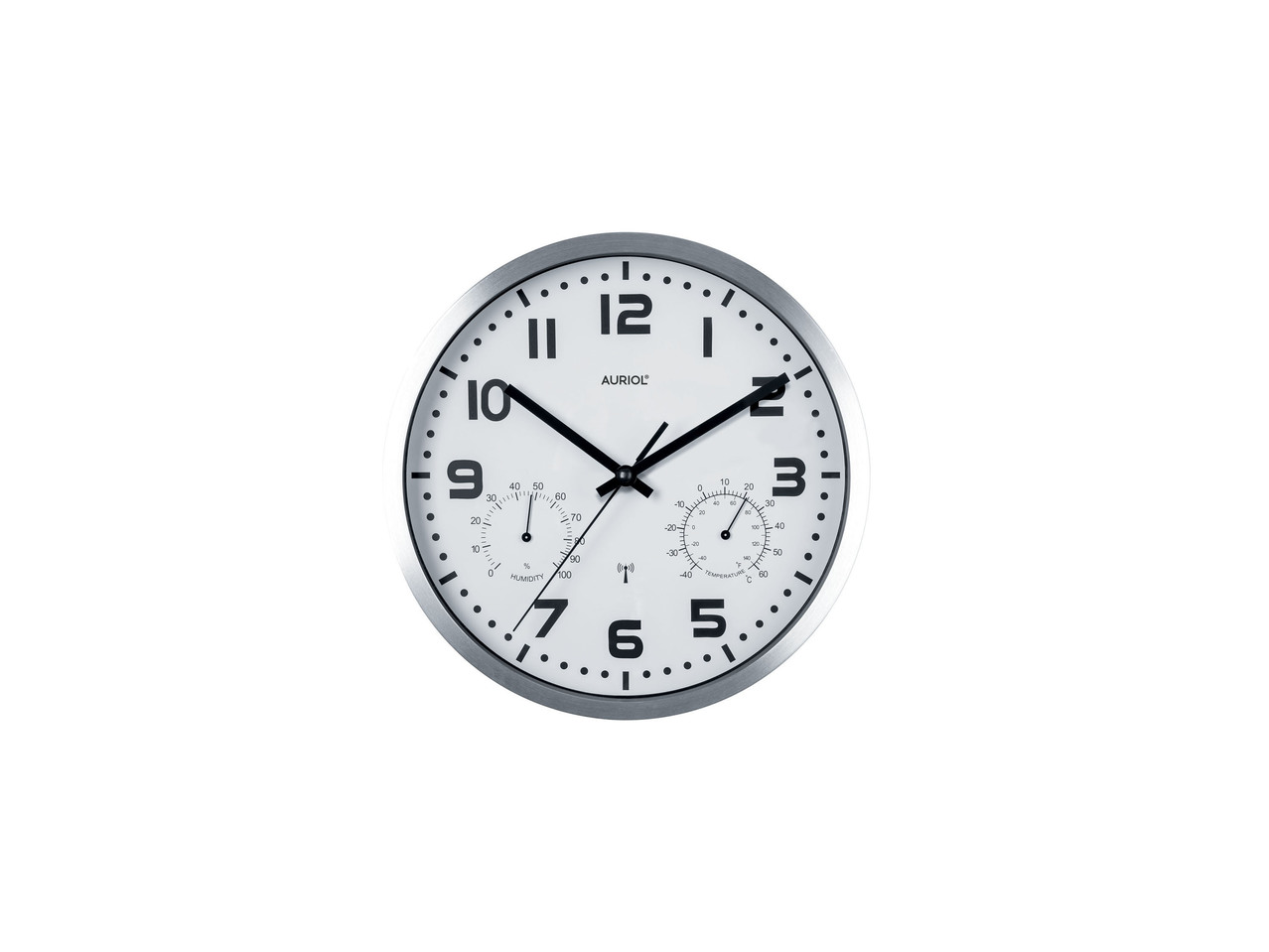 Radio-Controlled Wall Clock with Thermometer and Hygrometer