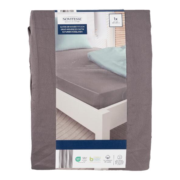 NOVITESSE(R) 				Drap-housse en satin, 2 pers.