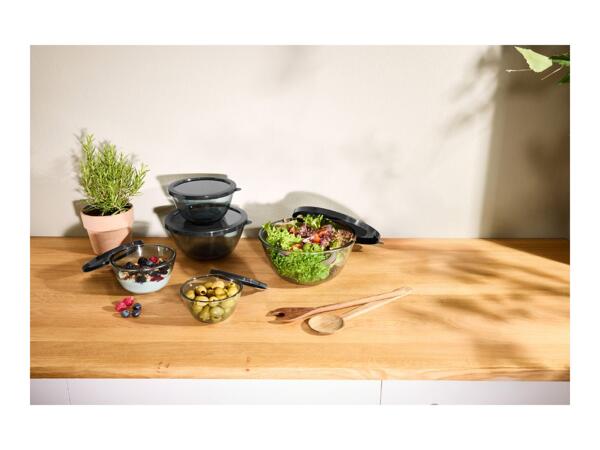 Silvercrest Black Glass Bowl Set - 5 Pieces