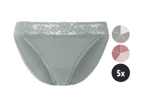 Ladies' lace trim briefs, 5 pieces