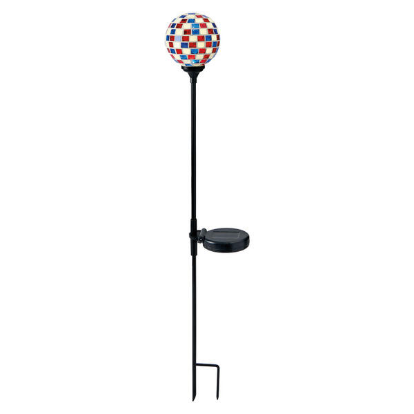 Belavi Red, White & Blue Mosaic Solar Garden Stake