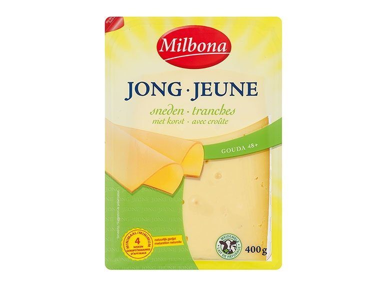 Gouda jeune en tranches