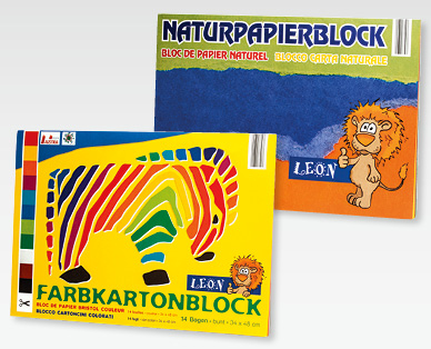 Blocco di carta naturale/cartoncini colorati LEON