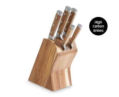 Premium Acacia Wood Knife Block 6 Piece