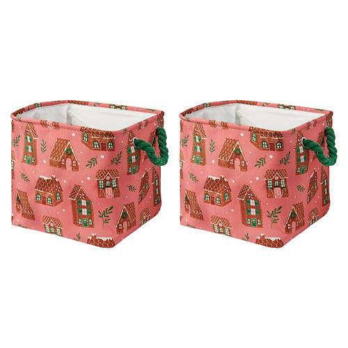 2 Pack Holiday Canvas Bins - Gingerbread House