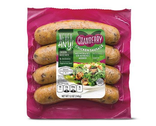 Never Any! Chipotle or Cranberry Chicken Sausage