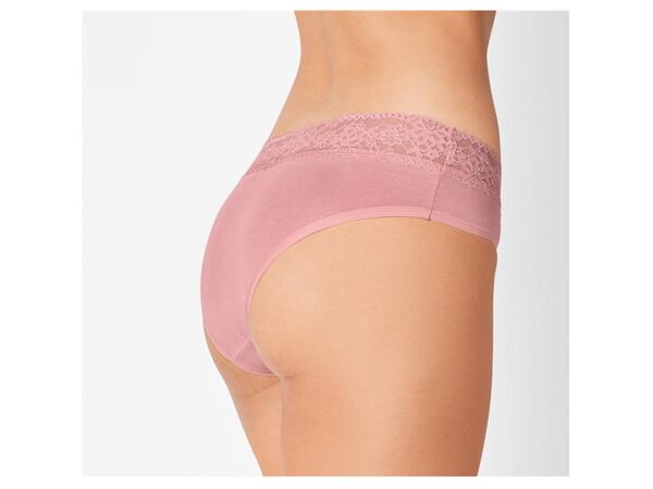 Ladies' Lace Trim Hipster Briefs, 5 pieces