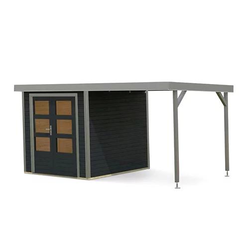 Gartenhaus Hybrid Modern X mit Anbaudach