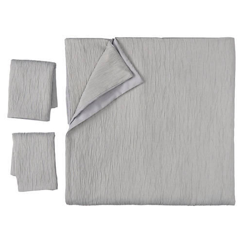 3 Piece Queen Size Duvet Cover Set - Gray Stripe