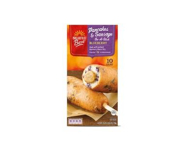Breakfast Best Blueberry Pancakes & Sausage on a Stick