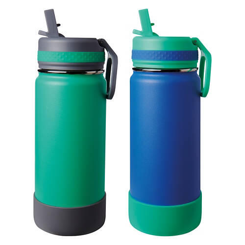 2 Pack Kids Stainless Steel Water Bottles - Blue/Green