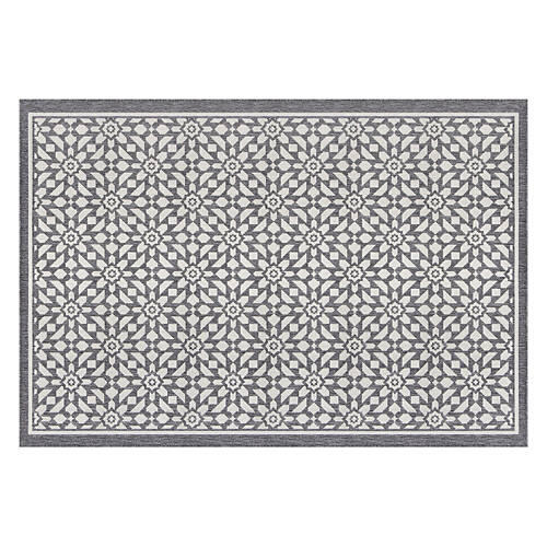 6' x 9' Indoor/Outdoor Flatweave Area Rug - Gray Medallion