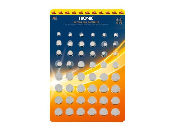 Tronic Button Cell Batteries - 48 Pieces