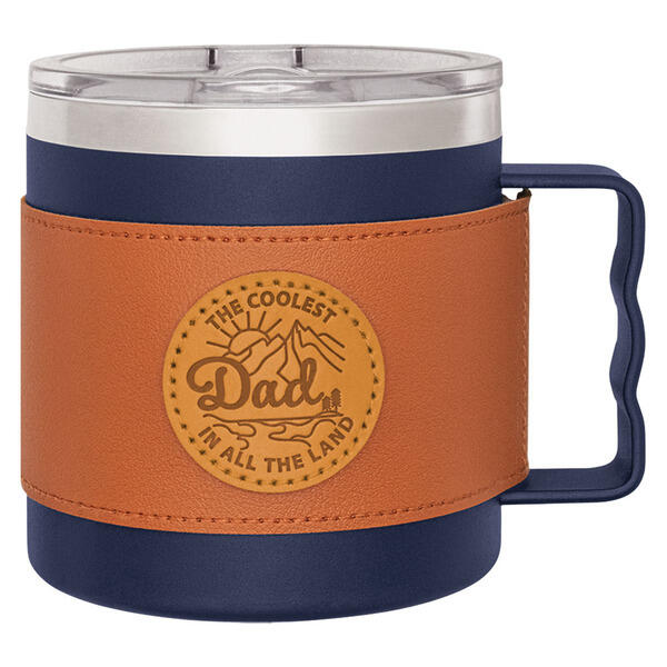 Crofton Blue The Coolest Dad In All The Land Leather Wrapped Mug