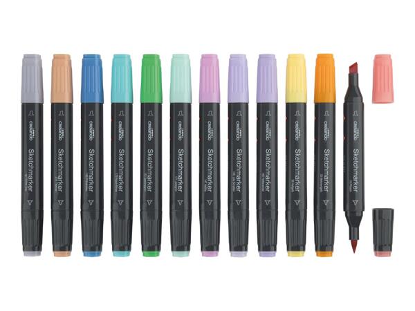 Crelando Pastel Sketch Marker Set - 12 Pieces