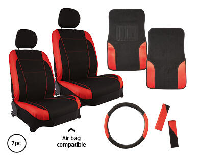 Car Front Seat Cover 7pc Set - Coloured Rim