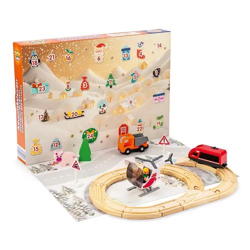 TOYLINO Calendario dell'Avvento ferroviario in legno
