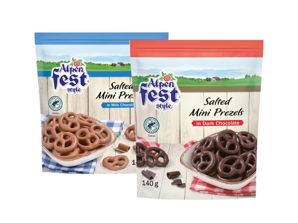 ALPENFEST Slané preclíky v čokoládové polevě