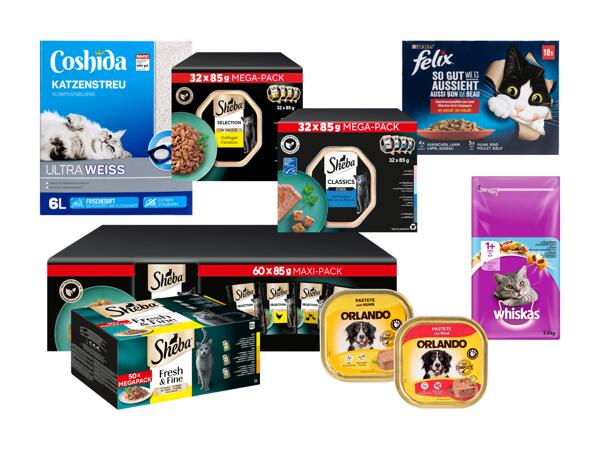 Katzen- oder Hundefutter/Katzenstreu