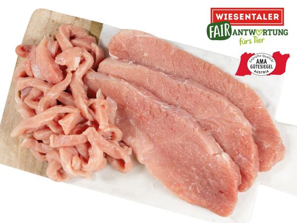 Frisches Geschnetzeltes oder Schnitzel vom Schwein